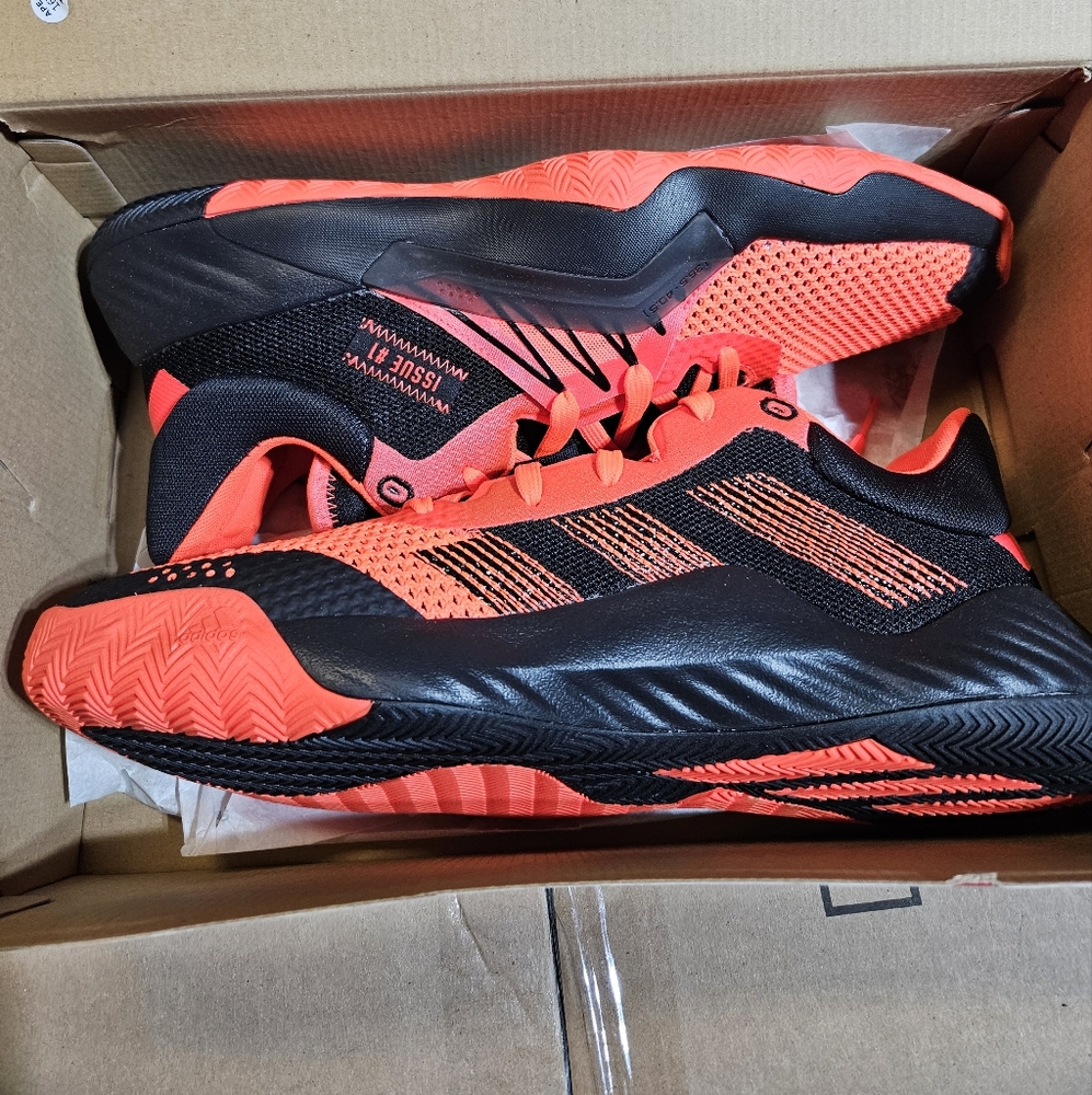 New Adidas D.O.N. Issue #1 Core Black Solar Red-EH2133 Men Size 11.5